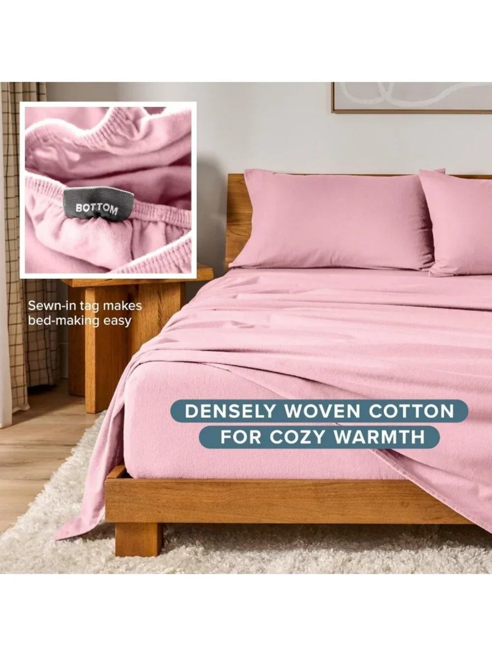 Soft Cotton Flannel Sheet Set Twin XL - Heavyweight, Double Brushed, Deep